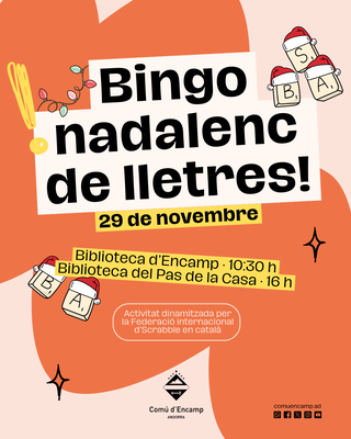 BINGO NADALENC AMB LA FEDERACIÓ INTERNACIONAL DE SCRABBLE EN CATALÀ.