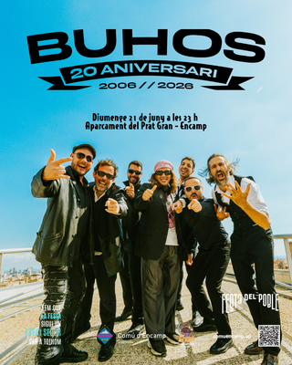 Cartell del concert de Buhos a la Festa del Poble 2026.