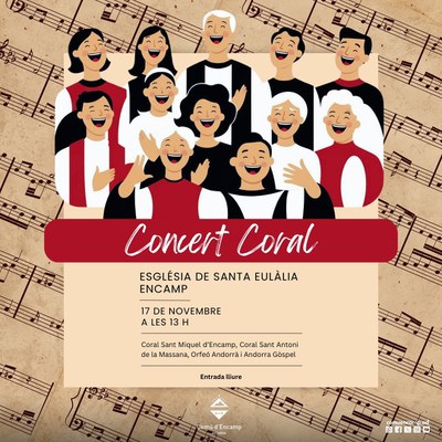 Cartell del concert coral a l'Església de Santa Eulàlia d'Encamp..