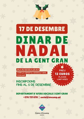 Cartell del Dinar de Nadal de la gent gran a Encamp 2025.