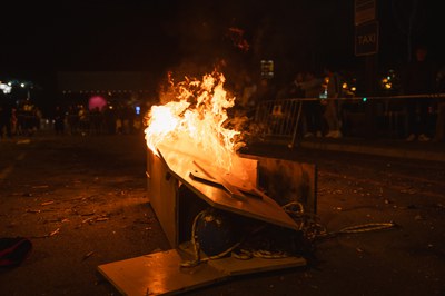 Un moment de la cremada del Rei Carnestoltes durant el Carnaval d'Encamp..