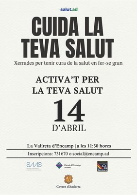 Cartell de la xerrada 'Activa't per la teva salut'..