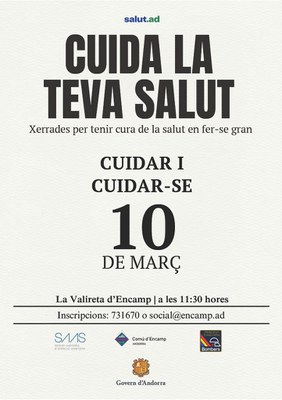 Cartell de la xerrada 'Cuidar i cuidar-se'..