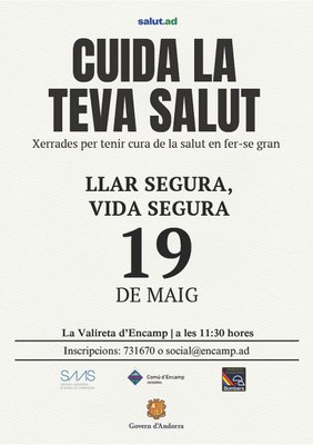 Cartell de la xerrada 'Llar segura, vida segura'..