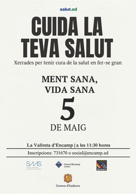 Cartell de la xerrada 'Ment sana, vida sana'..
