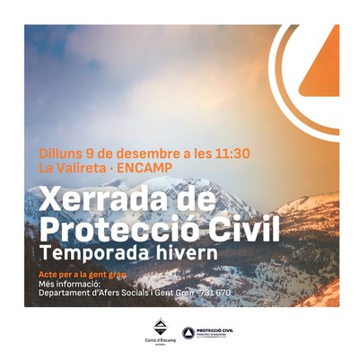 Cartell de la xarrada amb Protecció Civil sobre la temporada d'hivern.