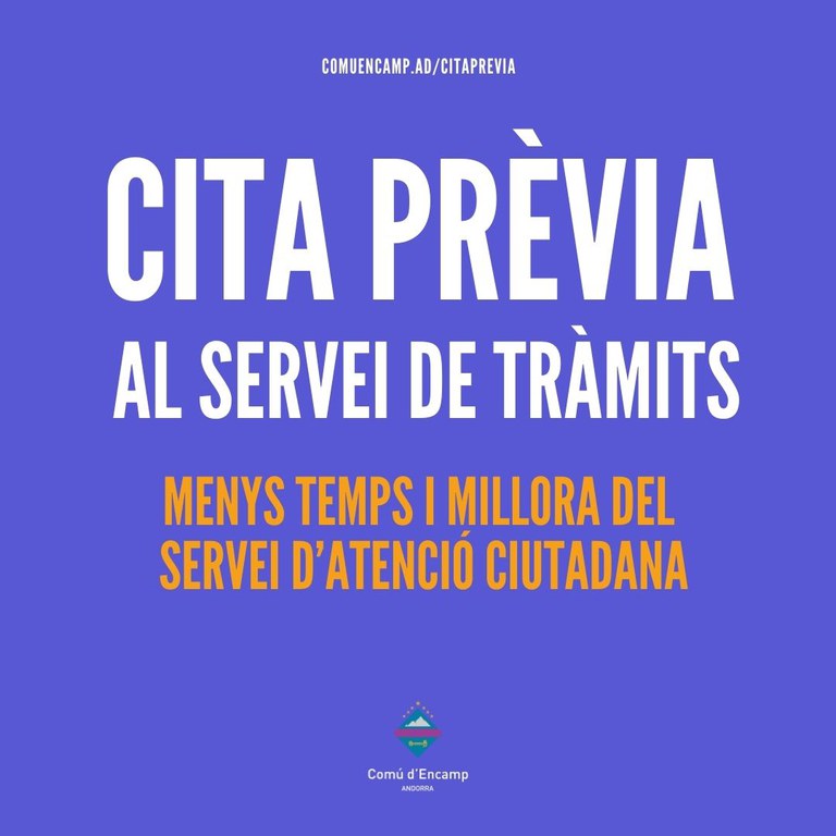 Informació cita prèvia Comú d'Encamp