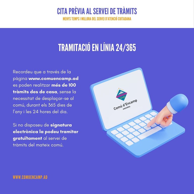 Informació cita prèvia Comú d'Encamp