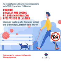 Com a mesura d'higiene i salut els gossos no podran circular pels Passeig de Mojàcar i de l'Alguer 