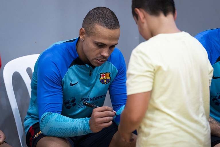 Recepció del Comú d'Encamp i el Barça de futbol sala a Encamp. Agost 2022