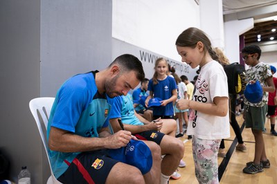 Recepció del Comú d'Encamp i el Barça de futbol sala a Encamp. Agost 2022.