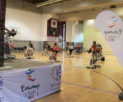 Imatge de la masterclass solidària de cycling. Setembre 2020.