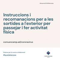 Instruccions i recomanacions per a les sortides a l'exterior per passejar i fer activitat física