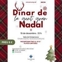 Obertes les inscripcions pel dinar de Nadal de la gent gran que organitza el comú d’Encamp
