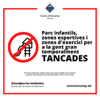 Tancament dels parcs infantils a partir de demà com a mesura preventiva per la pandèmia de coronavirus