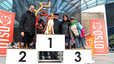 Xavier Jover i el gos Gares, equip guanyador de la primera Otso Trail Dog d’Encamp   .