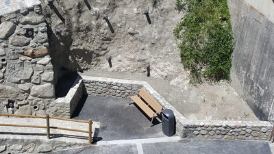 Treballs de construcció de la nova voravia i l'accés al camí del Torrent Estret.